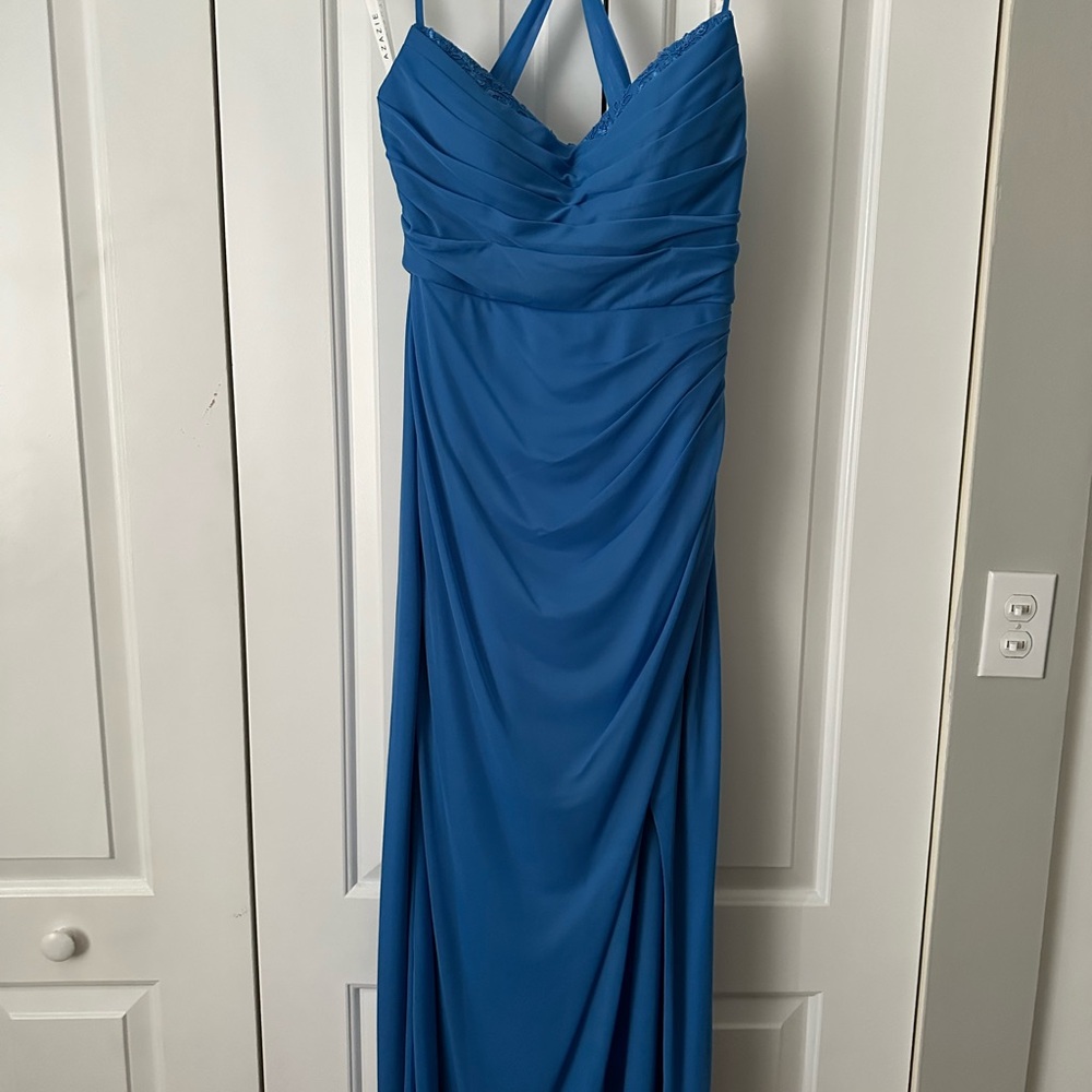 Azazie Blue Halter Dress